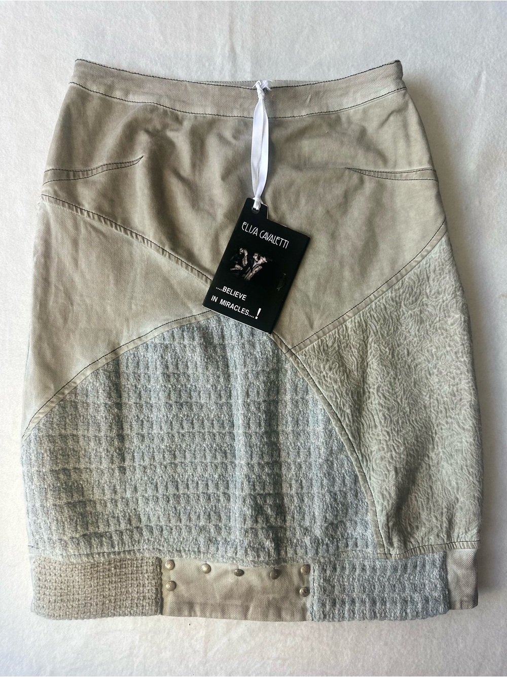 Elisa Cavaletti Club Patchwork Skirt NWT XS Made in Italy Textured Designer